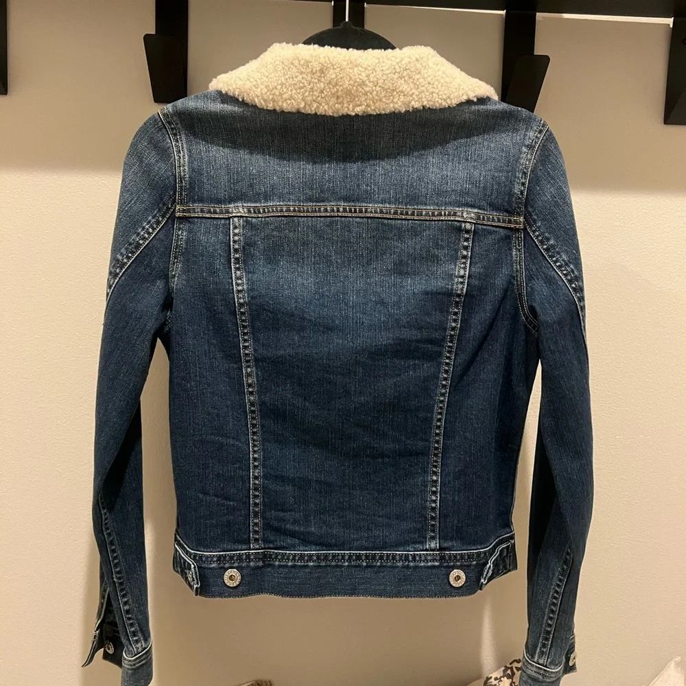 AG Adriano Goldschmied Dark Blue Shearling Jean Jacket. Small. - Picture 8 of 8